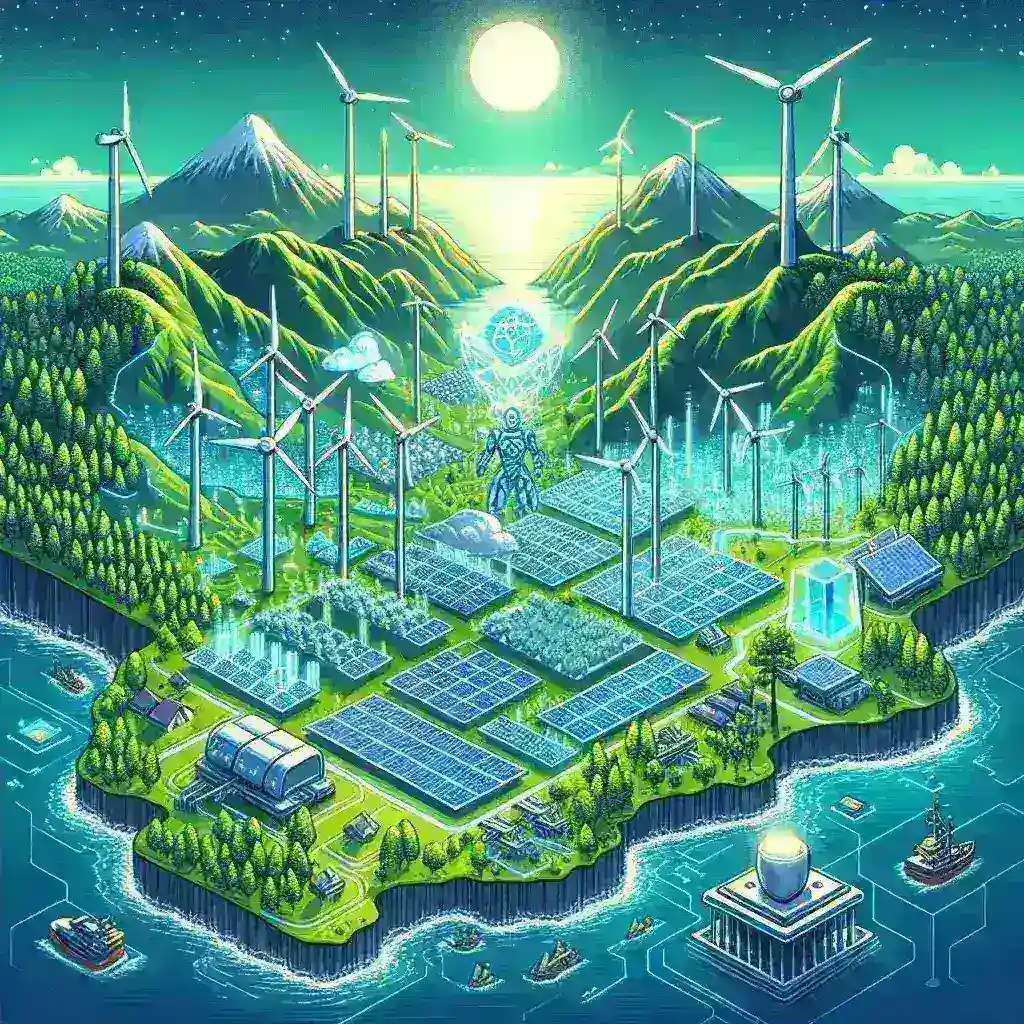 "Ilustrasi pembangunan infrastruktur AI Smart Grid untuk mendukung target Indonesia 40 GW energi terbarukan pada 2040."