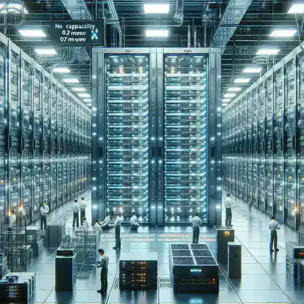 "Diagram showing the data center capacity and infrastructure of DayOne INA, highlighting a total capacity of 72 Megawatts for enhanced data management and efficiency."